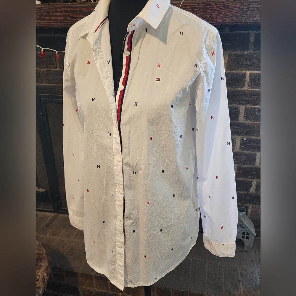Tommy Hilfiger White Shirt with Logo Accents